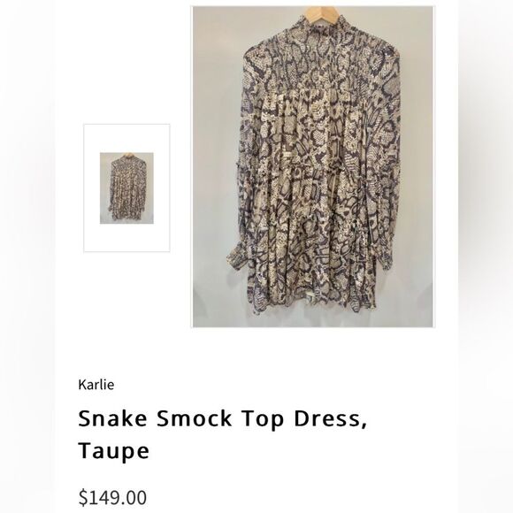 Anthropologie X Karlie Smocked Chiffon Tiered Snake Print Dress Western Festival - Picture 16 of 16